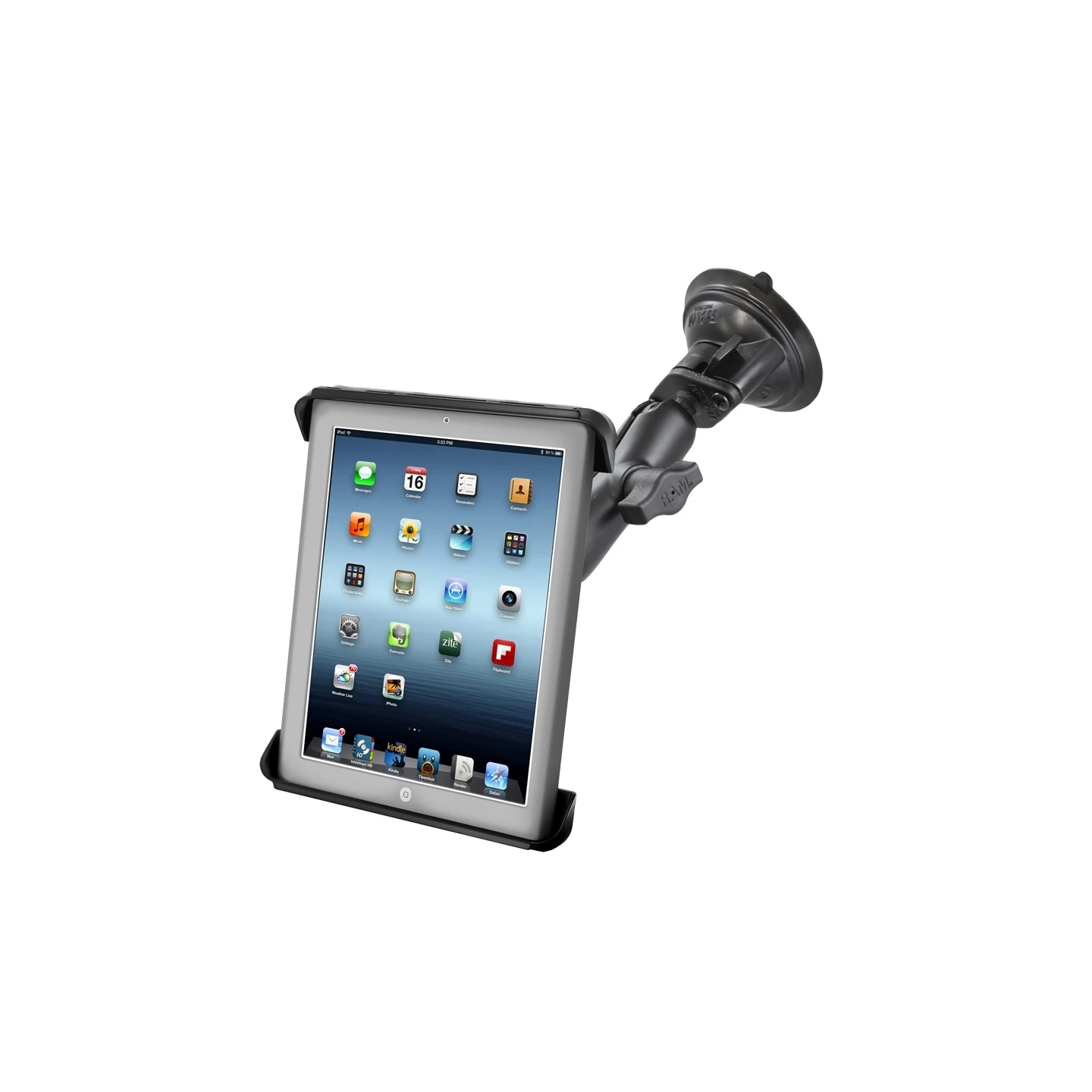 Saugfuss-Halterung für 10 Zoll Tablets - mittlerer Verbindungsarm, Diamond-Basisplatte (Trapez), runde Basisplatte (AMPS)
