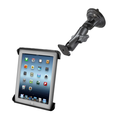 Saugfuss-Halterung für 10 Zoll Tablets - mittlerer Verbindungsarm, Diamond-Basisplatte (Trapez), runde Basisplatte (AMPS)