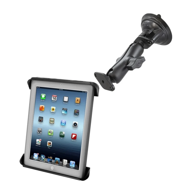 Saugfuss-Halterung für 10 Zoll Tablets - mittlerer Verbindungsarm, Diamond-Basisplatte (Trapez), runde Basisplatte (AMPS)