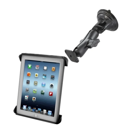 Saugfuss-Halterung für 10 Zoll Tablets - mittlerer Verbindungsarm, Diamond-Basisplatte (Trapez), runde Basisplatte (AMPS)