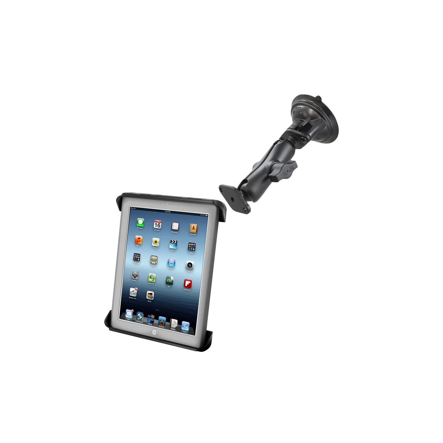 Saugfuss-Halterung für 10 Zoll Tablets - mittlerer Verbindungsarm, Diamond-Basisplatte (Trapez), runde Basisplatte (AMPS)