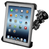 Suction base mount for 10-inch tablets - centre connecting arm, diamond base plate (trapezoid), round base plate (AMPS)