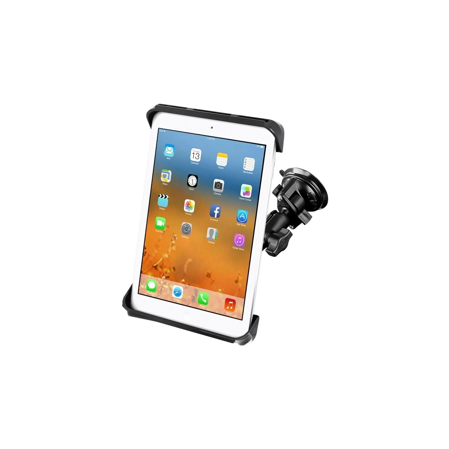 Saugfuss-Halterung für 10 Zoll Tablets - mittlerer Verbindungsarm, Diamond-Basisplatte (Trapez), runde Basisplatte (AMPS)