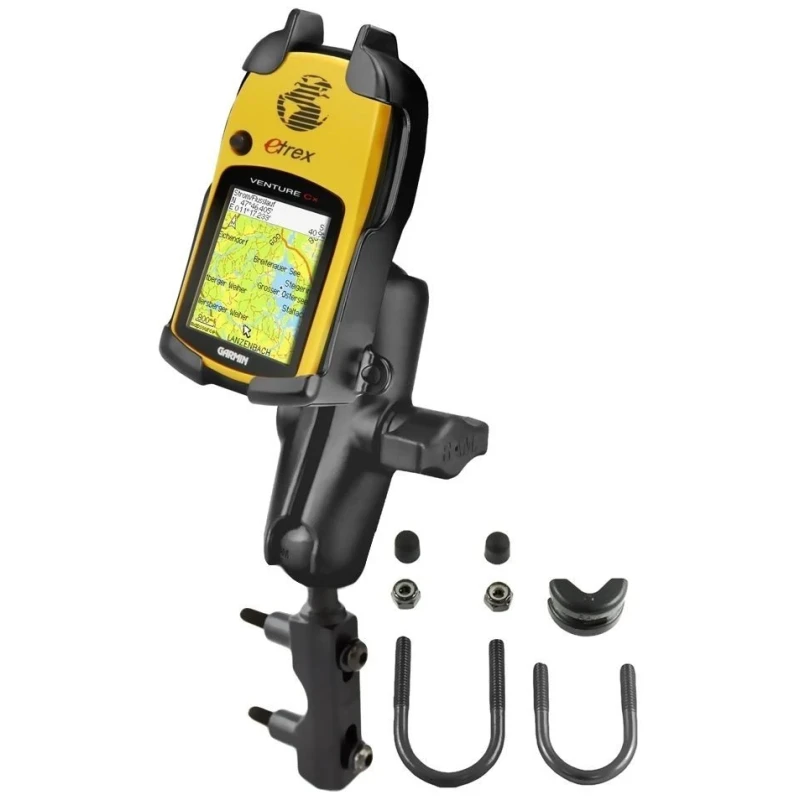 Motorrad-Halterung Garmin eTrex Color Serie -  (1 Zoll), Basisbefestigung (Lenker/Bremse/Kupplung), mittlerer Verbindungsarm