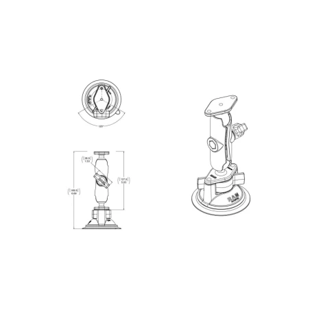 Saugfuss-Set mit Diamond-Anbindung - mittlerer Verbindungsarm, 2x Diamond-Basisplatte (Trapez),  (1 Zoll)