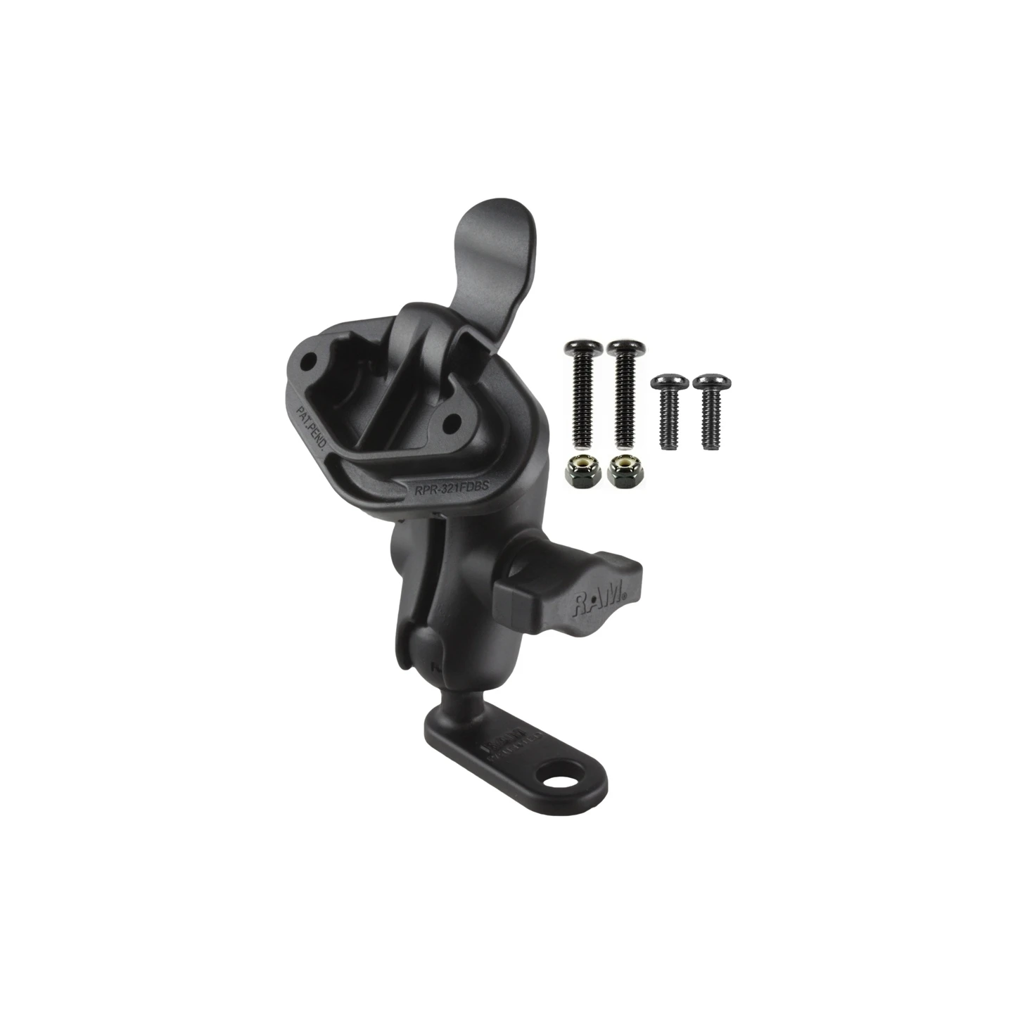 Motorrad-Set mit EZY-Mount Adapter -  (1 Zoll), Basisbefestigung (11 mm Bohrung), kurzer Verbindungsarm, EZY-Mount-Adapter