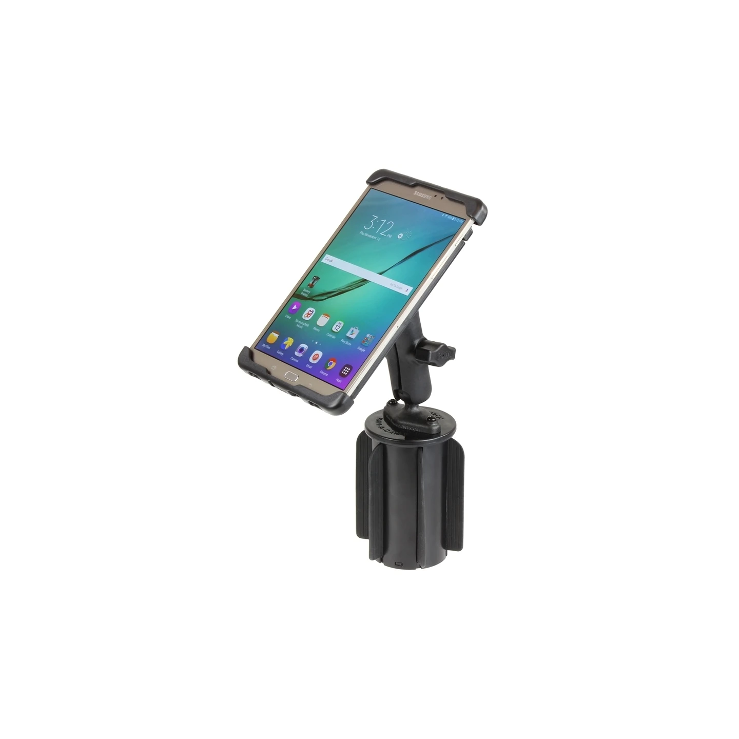 Fahrzeug-Halterung 8 Zoll Tablets -  (1 Zoll), Getränkehalter-Basis, mittlerer Verbindungsarm, Tab-Tite Halteschale