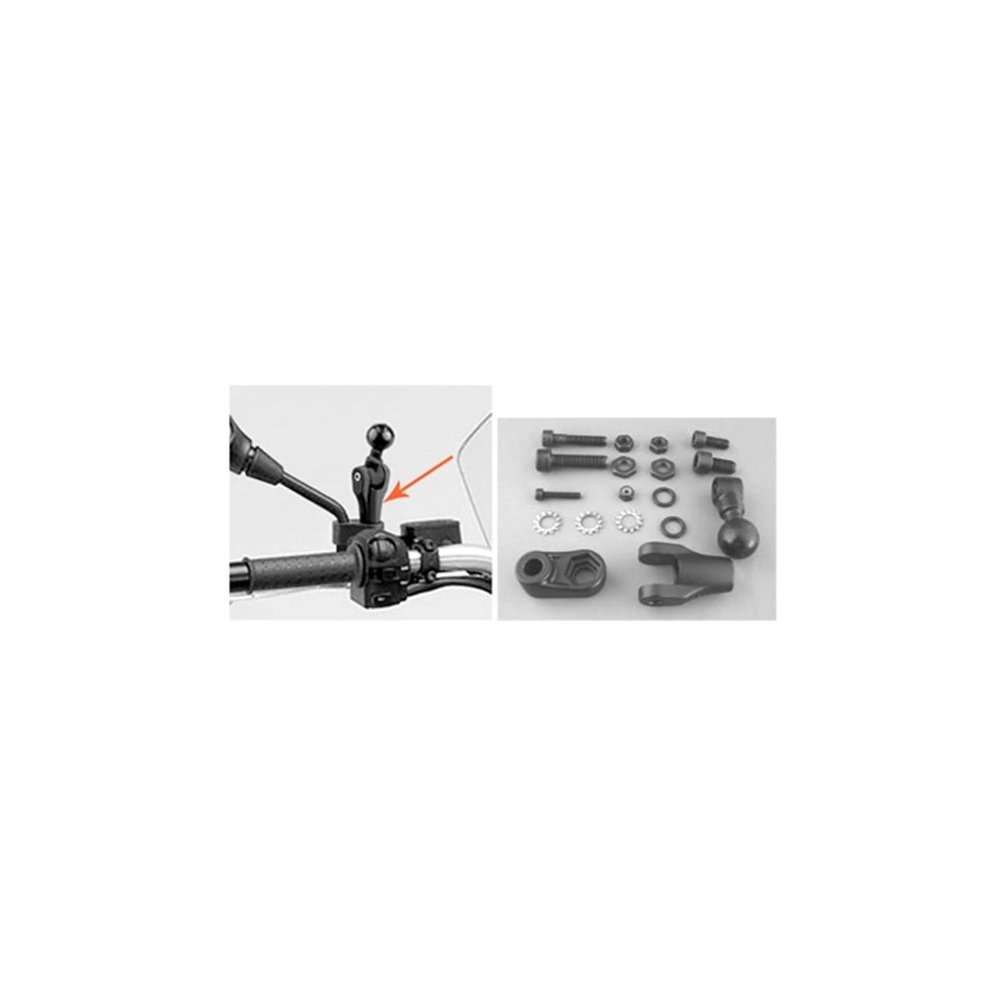 Motorrad-Basis für Spiegelmontage -  (1 Zoll), Oberteil schwenkbar
