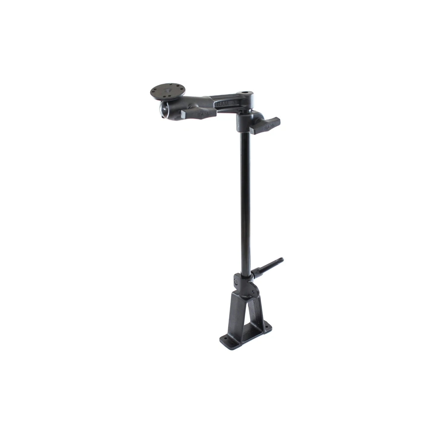 Fahrzeug-Befestigung - Keil-Standfuss, 450 mm Rohr, Schwenkarm (oben) mit AMPS-Anbindung