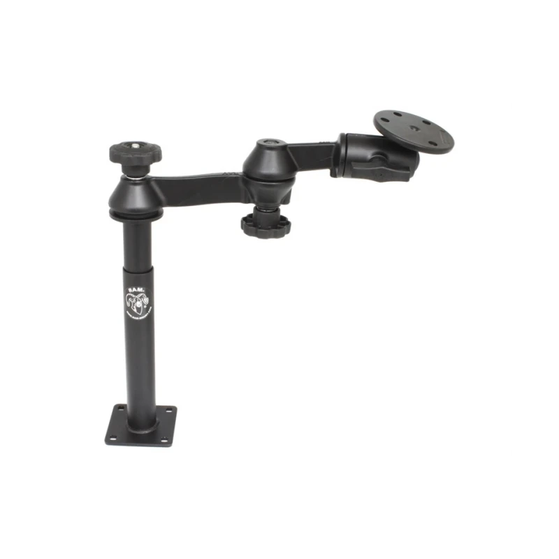 Double swivel arm with tele pole (approx. 200 mm) and base (approx. 225 mm) - Octagon connecting arm, round base plate