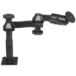 Double swivel arm with tele pole (approx. 100 mm) and base (approx. 125 mm) - Octagon connecting arm, round base plate (AMPS)