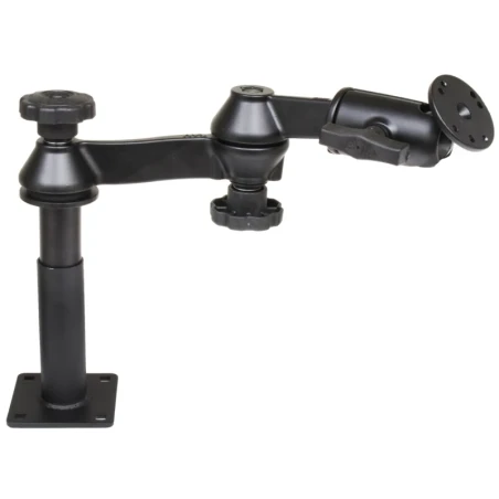 Double swivel arm with tele pole (approx. 100 mm) and base (approx. 125 mm) - Octagon connecting arm, round base plate (AMPS)