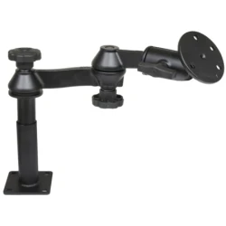 Double swivel arm with tele pole (approx. 100 mm) and base (approx. 125 mm) - Octagon connecting arm, round base plate