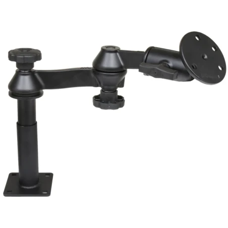 Double swivel arm with tele pole (approx. 100 mm) and base (approx. 125 mm) - Octagon connecting arm, round base plate