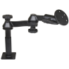 Double swivel arm with tele pole (approx. 100 mm) and base (approx. 125 mm) - Octagon connecting arm, round base plate