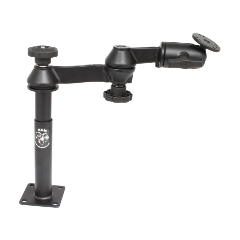 Double swivel arm with tele pole (approx. 100 mm) and base (approx. 175 mm) - Octagon connecting arm, round base plate (AMPS)