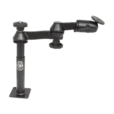 Double swivel arm with tele pole (approx. 100 mm) and base (approx. 175 mm) - Octagon connecting arm, round base plate (AMPS)