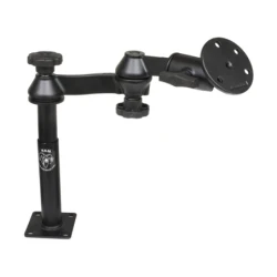 Double swivel arm with tele pole (approx. 100 mm) and base (approx. 175 mm) - Octagon connecting arm, round base plate