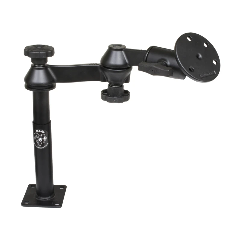 Double swivel arm with tele pole (approx. 100 mm) and base (approx. 175 mm) - Octagon connecting arm, round base plate