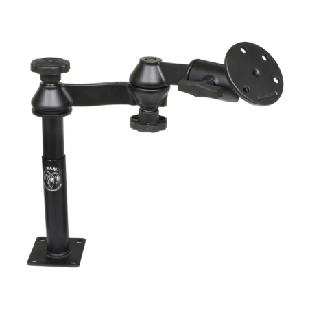 Double swivel arm with tele pole (approx. 100 mm) and base (approx. 175 mm) - Octagon connecting arm, round base plate