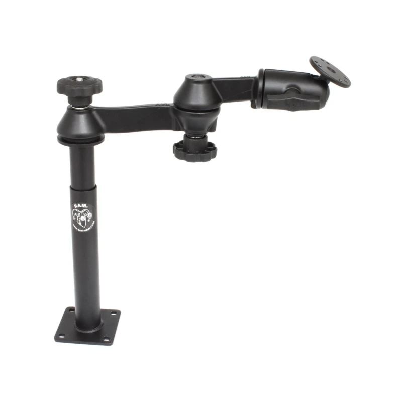 Double swivel arm with Tele-Pole (approx. 200 mm) and base (approx. 225 mm) - Octagon connecting arm, round base plate (AMPS)