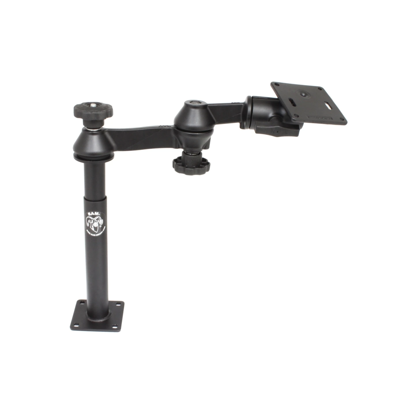 Doppel-Schwenkarm mit Tele-Pole (ca. 200 mm) und Basis (ca. 225 mm) - Octagon-Verbindungsarm, VESA-Platte (75 x75 mm)
