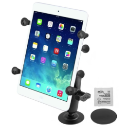 Aufbau-Klebehalterung mit X-Grip Halteklammer für Tablets (7 Zoll) -  (1 Zoll), Klebebasis, mittlerer Verbindungsarm