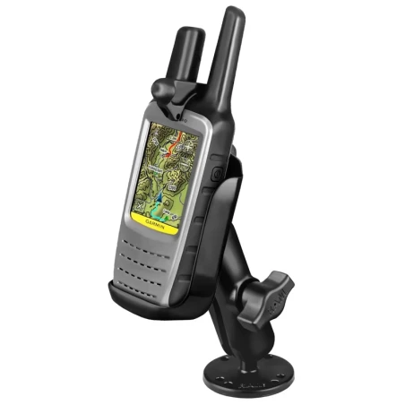 Aufbau-Kompletthalterung für Garmin Rino 610/650 - mit runder Basisplatte (AMPS),  (1 Zoll)