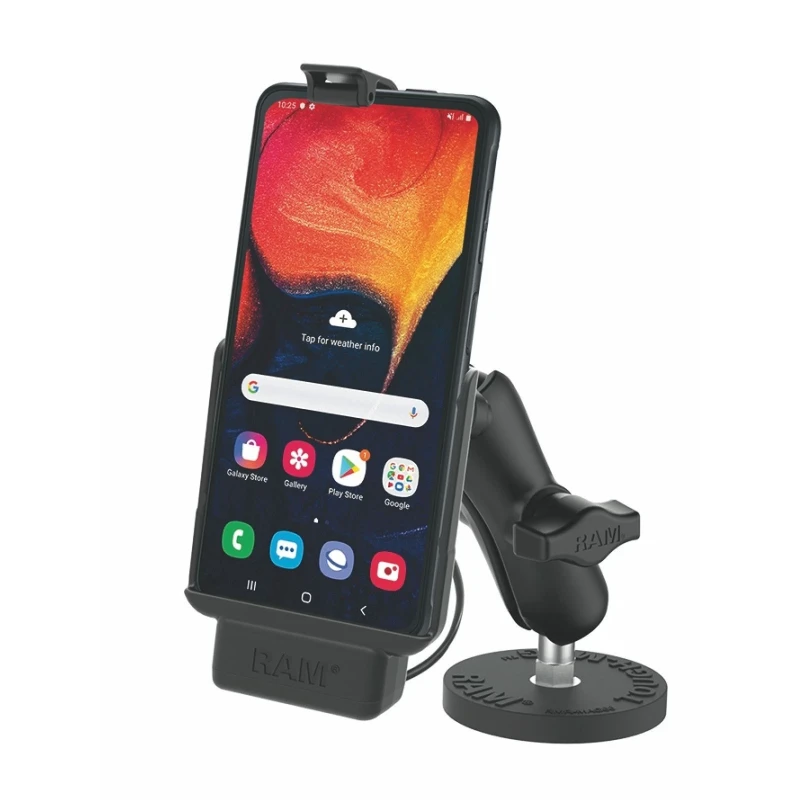 Aufbau-Halterung Samsung Xcover Pro mit Tough-Mag Basisplatte -  (1 Zoll), magnetische runde Basis, mittlerer Verbindungsarm