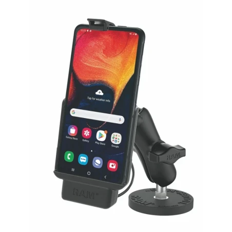 Aufbau-Halterung Samsung Xcover Pro mit Tough-Mag Basisplatte -  (1 Zoll), magnetische runde Basis, mittlerer Verbindungsarm
