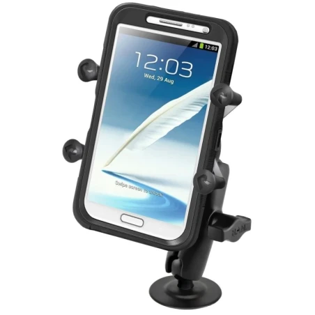 Surface-mounted adhesive mount with X-Grip retaining clip for smartphones up to 114.3 mm wide - (1 inch), adhesive base