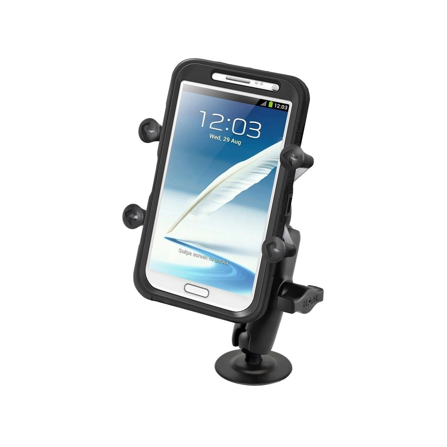 Aufbau-Klebehalterung mit X-Grip Halteklammer für Smartphones bis 114,3 mm Breite -  (1 Zoll), Klebebasis