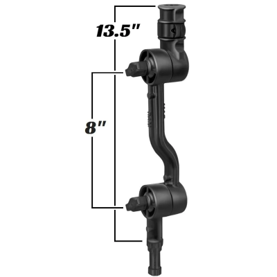 Doppel-Ratchet Verbundstoff-Verbindungsarm (ca. 340 mm max. Länge) für Angelrutenhalter - mit Spline Post Stift
