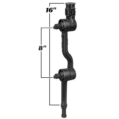 Doppel-Ratchet Verbundstoff-Verbindungsarm (ca. 400 mm max. Länge) für Angelrutenhalter - mit Spline Post Stift