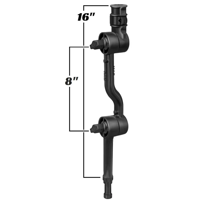 Double ratchet composite connecting arm (approx. 400 mm max. length) for fishing rod holders - with spline post pin