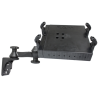 Double swivel arm with laptop/printer cradle - Vertical base, cradle