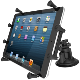 Doppel-Saugfuss-Halterung für 9-10 Zoll Tablets -  (1 Zoll), X-Grip Halteschale, kurzer Verbindungsarm