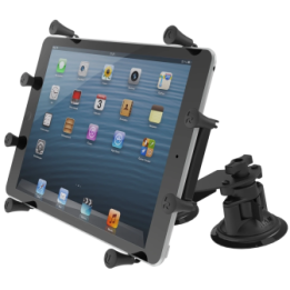 Doppel-Saugfuss-Halterung für 9-10 Zoll Tablets -  (1 Zoll), X-Grip Halteschale, mittlerer Verbindungsarm