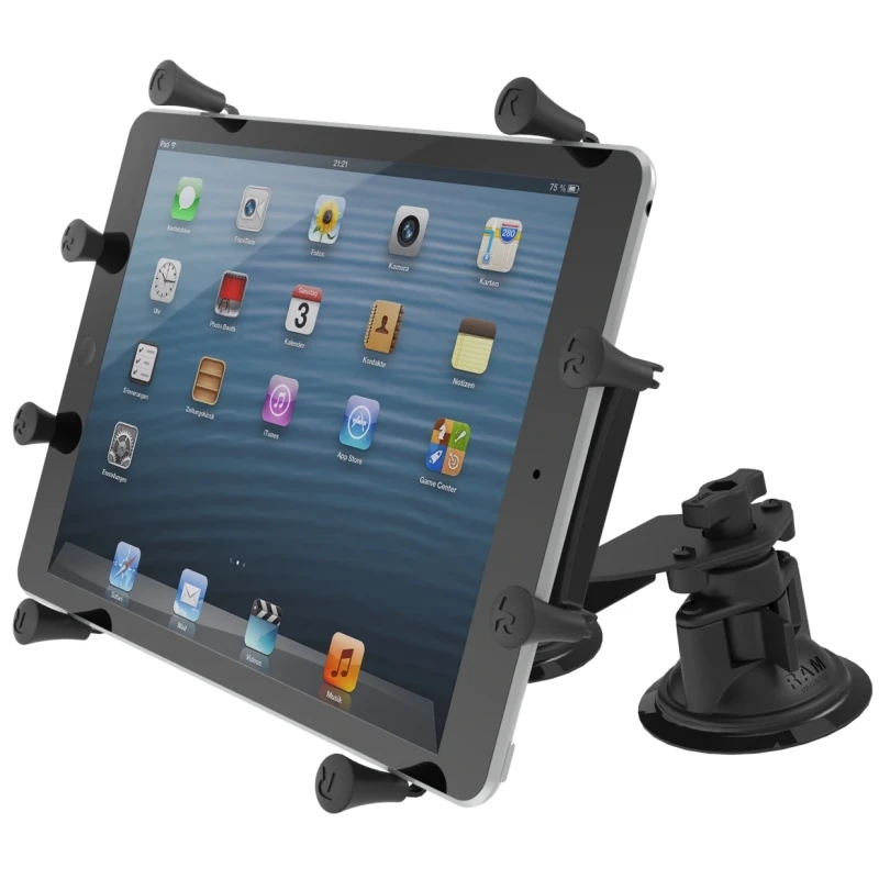 Doppel-Saugfuss-Halterung für 9-10 Zoll Tablets -  (1 Zoll), X-Grip Halteschale, mittlerer Verbindungsarm