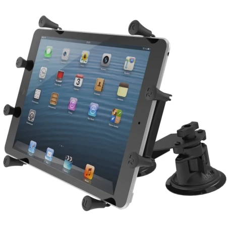 Doppel-Saugfuss-Halterung für 9-10 Zoll Tablets -  (1 Zoll), X-Grip Halteschale, mittlerer Verbindungsarm