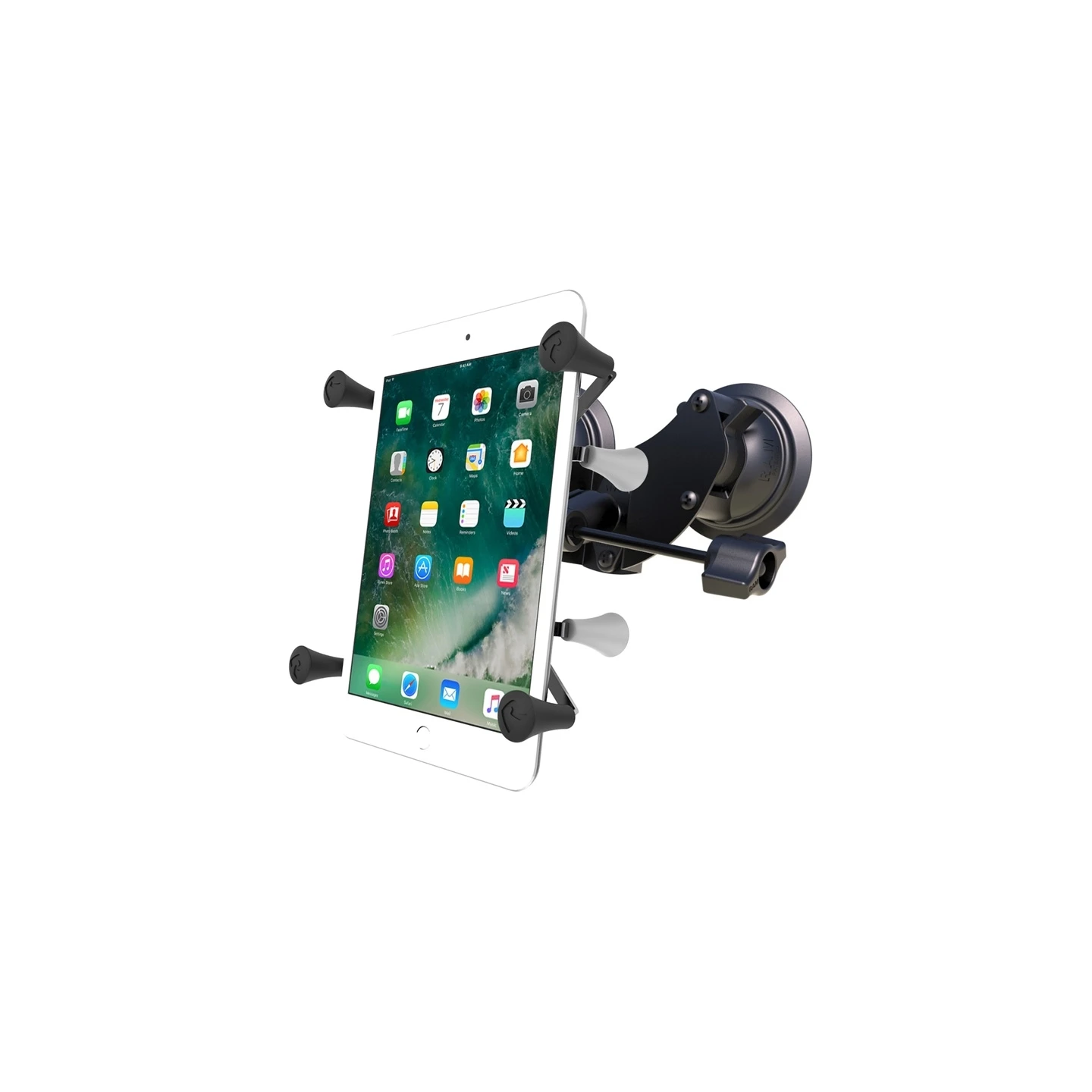 Doppel-Saugfuss-Halterung für 7-8 Zoll Tablets -  (1 Zoll), X-Grip Halteschale, mittlerer Verbindungsarm