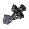 Triple suction foot set with VESA connection - centre connecting arm, round base plate (AMPS), VESA plate