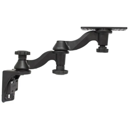 Double swivel arm for vertical wall mounting - Vertical base, rectangular universal plate (approx. 158 x 50 mm)