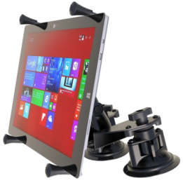 Doppel-Saugfuss-Halterung für 12 Zoll Tablets -  (1 Zoll), X-Grip Halteschale, mittlerer Verbindungsarm