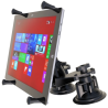 Double suction foot holder for 12 inch tablets - (1 inch), X-Grip holder, centre connecting arm