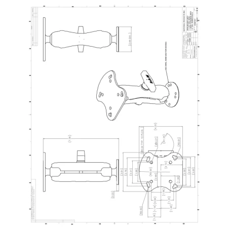 Aufbau-Set für Humminbird / Apelco 97 - runde Basisplatte (AMPS), mittlerer Verbindungsarm, Adapterplatte