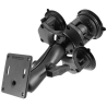Triple suction foot with VESA connection - centre connecting arm, round base plate, VESA plate