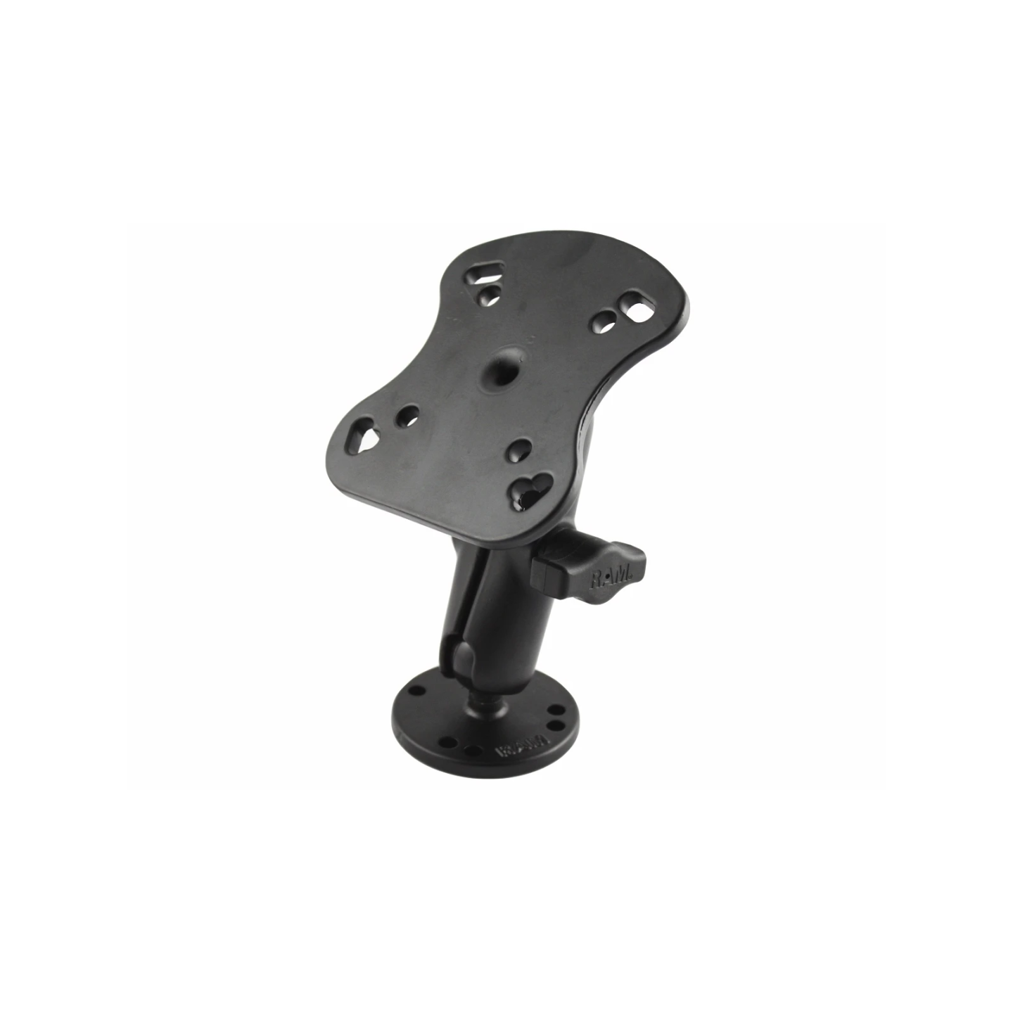 Marine-Aufbauhalterung Humminbird/Lowrance -  (1 Zoll), runde Basisplatte (AMPS), mittlerer Verbindungsarm, Adapterplatte