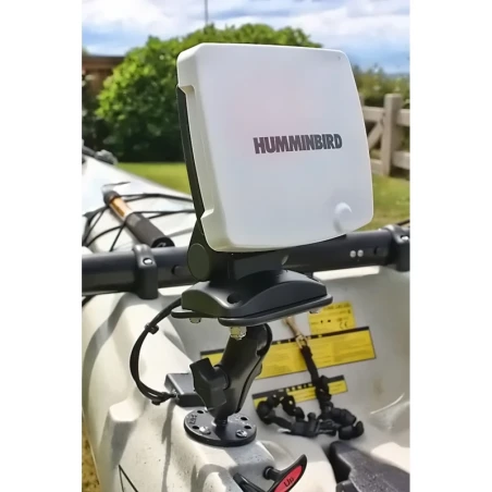 Marine-Aufbauhalterung Humminbird/Lowrance -  (1 Zoll), runde Basisplatte (AMPS), mittlerer Verbindungsarm, Adapterplatte