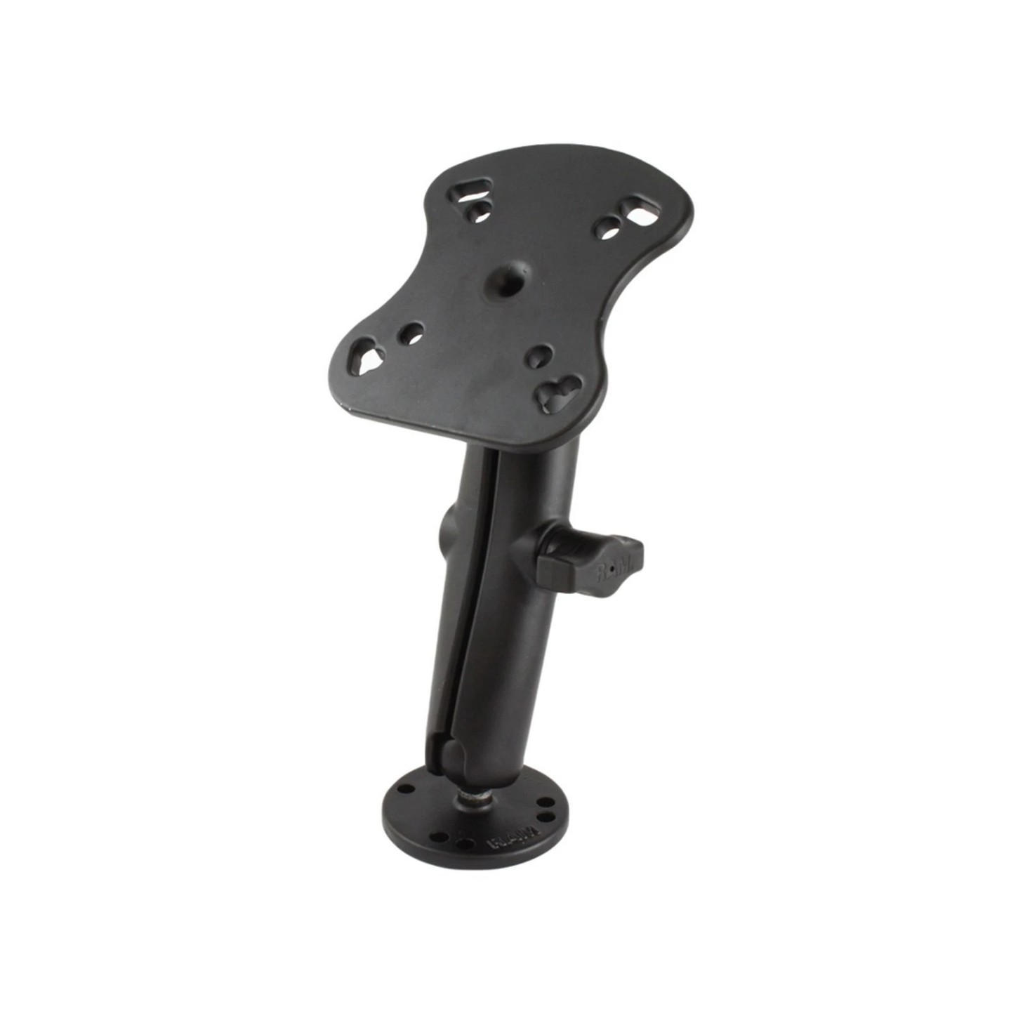 Marine-Aufbauhalterung Humminbird/Lowrance -  (1 Zoll), runde Basisplatte (AMPS), langer Verbindungsarm, Adapterplatte
